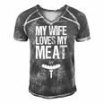 My Wife Loves My Meat Funny Grilling Bbq Lover Men's Short Sleeve V-neck 3D Print Retro Tshirt Grey