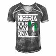 Nigeria Is In My Dna Nigerian Flag Africa Map Raised Fist Men's Short Sleeve V-neck 3D Print Retro Tshirt Grey