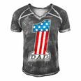 Number One Dad American Flag 4Th Of July Fathers Day Gift Men's Short Sleeve V-neck 3D Print Retro Tshirt Grey