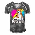 Pansexual Beagle Rainbow Heart Pride Lgbt Dog Lover 56 Beagle Dog Men's Short Sleeve V-neck 3D Print Retro Tshirt Grey
