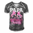 Papa Of The Birthday Princess Roller Skating B-Day Matching Men's Short Sleeve V-neck 3D Print Retro Tshirt Grey