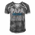 Papa The Man The Myth The Legend Fathers Day Gift Men's Short Sleeve V-neck 3D Print Retro Tshirt Grey