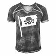 Pirate Flag Skull Crossed Bone Halloween Costume Men's Short Sleeve V-neck 3D Print Retro Tshirt Grey