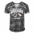 Promoted To Godfather 2022 For First Time Fathers New Dad Men's Short Sleeve V-neck 3D Print Retro Tshirt Grey