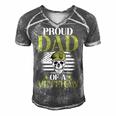 Proud Dad Of A Veteran Patrioticic Memorial Day 4Th Of July Men's Short Sleeve V-neck 3D Print Retro Tshirt Grey
