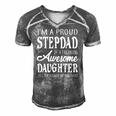 Proud Stepdad Of Freaking Awesome Daughter Fathers Day Dad Men's Short Sleeve V-neck 3D Print Retro Tshirt Grey