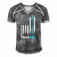 Proud Us Air Force Dad Rocket America Flag Fathers Day Gift Men's Short Sleeve V-neck 3D Print Retro Tshirt Grey
