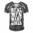 Real Men Daughter Funny Fathers Day Gift Dad Men's Short Sleeve V-neck 3D Print Retro Tshirt Grey