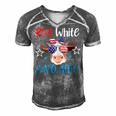 Red White And Moo Patriotic Cow Usa Flag 4Th Of July Farmer Men's Short Sleeve V-neck 3D Print Retro Tshirt Grey