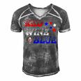 Red Wine Blue 4Th Of July Wine Red White Blue Wine Glasses V3 Men's Short Sleeve V-neck 3D Print Retro Tshirt Grey