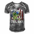 Reel Cool Dad Fishing American Flag Fathers Day Gif Men's Short Sleeve V-neck 3D Print Retro Tshirt Grey