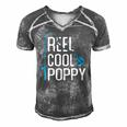 Reel Cool Poppy Fishing Fathers Day Gift Fisherman Poppy Men's Short Sleeve V-neck 3D Print Retro Tshirt Grey