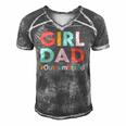 Retro Vintage Girl Dad Outnumbered Funny Fathers Day Men's Short Sleeve V-neck 3D Print Retro Tshirt Grey