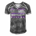 Rett Syndrome Warrior Usa Flag United States Flag Purple Ribbon Rett Syndrome Rett Syndrome Awareness Men's Short Sleeve V-neck 3D Print Retro Tshirt Grey