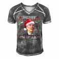 Santa Joe Biden Merry 4Th Of July Ugly Christmas Men's Short Sleeve V-neck 3D Print Retro Tshirt Grey