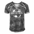 Soccer Papa Family Matching Team Player Gift Sport Lover Dad Men's Short Sleeve V-neck 3D Print Retro Tshirt Grey
