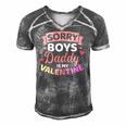 Sorry Boys Daddy Is My Valentines Day Men's Short Sleeve V-neck 3D Print Retro Tshirt Grey