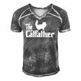 The Catfather Persian Cat Lover Funny Father Cat Dad Men's Short Sleeve V-neck 3D Print Retro Tshirt Grey