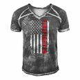 Thin Red Line Usa Flag Firefighter Gift For 4Th Of July Men's Short Sleeve V-neck 3D Print Retro Tshirt Grey