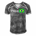 This Definition Of Papai Brazilian Father Brazil Flag Classic Men's Short Sleeve V-neck 3D Print Retro Tshirt Grey