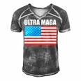 Ultra Maga Us Flag Men's Short Sleeve V-neck 3D Print Retro Tshirt Grey