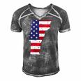 Vermont Map State American Flag 4Th Of July Pride Tee Men's Short Sleeve V-neck 3D Print Retro Tshirt Grey