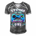 Video Game Birthday Party Stepdad Of The Bday Girl Matching Men's Short Sleeve V-neck 3D Print Retro Tshirt Grey