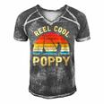 Vintage Reel Cool Poppy Fish Fishing Fathers Day Gift Classic Men's Short Sleeve V-neck 3D Print Retro Tshirt Grey