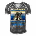 Vintage Veteran Mom My Heroes Dont Wear Capes Army Boots T-Shirt Men's Short Sleeve V-neck 3D Print Retro Tshirt Grey