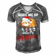 Wake Me Up When Its Christmas 819 Shirt Men's Short Sleeve V-neck 3D Print Retro Tshirt Grey