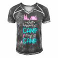 What Happens At Camp Stays At Camp Shirt Kids Camping Pink Men's Short Sleeve V-neck 3D Print Retro Tshirt Grey