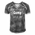 What Happens At Camp Stays Shirt Funny Men Women Camping Men's Short Sleeve V-neck 3D Print Retro Tshirt Grey