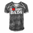 Womens I Love Hot Dads I Heart Hot Dads Love Hot Dads V-Neck Men's Short Sleeve V-neck 3D Print Retro Tshirt Grey