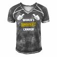 Worlds Greatest Camper Funny Camping Gift Camp T Shirt Men's Short Sleeve V-neck 3D Print Retro Tshirt Grey