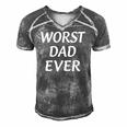 Worst Dad Ever - Fathers Day Men's Short Sleeve V-neck 3D Print Retro Tshirt Grey