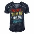2021 - You Cant Scare Me I Have Two Daughters Funny Dad Joke Gift Essential Men's Short Sleeve V-neck 3D Print Retro Tshirt Navy Blue