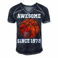 50Th Birthday Basketball Player 50 Years Old Vintage Retro Men's Short Sleeve V-neck 3D Print Retro Tshirt Navy Blue
