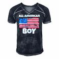 All American Boy Usa Flag Distressed 4Th Of July Men's Short Sleeve V-neck 3D Print Retro Tshirt Navy Blue