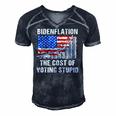 American Flag With Inflation Graph Funny Biden Flation Men's Short Sleeve V-neck 3D Print Retro Tshirt Navy Blue