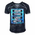 Asian Trans Lives Matter Lgbtq Transsexual Pride Flag Men's Short Sleeve V-neck 3D Print Retro Tshirt Navy Blue