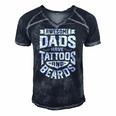 Awesome Dads Have Tattoos And Beards Funny Fathers Day Gift Men's Short Sleeve V-neck 3D Print Retro Tshirt Navy Blue