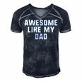 Awesome Like My Dad Father Funny Cool Men's Short Sleeve V-neck 3D Print Retro Tshirt Navy Blue