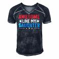 Awesome Like My Daughter Funny Fathers Day Dad Joke Men's Short Sleeve V-neck 3D Print Retro Tshirt Navy Blue
