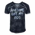 Awesome Like My Kids Mom Dad Gift Funny Men's Short Sleeve V-neck 3D Print Retro Tshirt Navy Blue