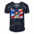 Baseball Skull 4Th Of July American Player Usa Flag Men's Short Sleeve V-neck 3D Print Retro Tshirt Navy Blue