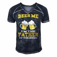 Beer Me Im The Father Of The Bride Fathers Day Gift Men's Short Sleeve V-neck 3D Print Retro Tshirt Navy Blue