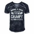 Being A Dad Is An Honor Being A Grumpy Is Priceless Grandpa Men's Short Sleeve V-neck 3D Print Retro Tshirt Navy Blue