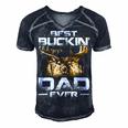 Best Buckin Dad Ever Deer Hunting Bucking Father Men's Short Sleeve V-neck 3D Print Retro Tshirt Navy Blue