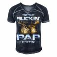 Best Buckin Pap Ever Deer Hunting Bucking Father Men's Short Sleeve V-neck 3D Print Retro Tshirt Navy Blue