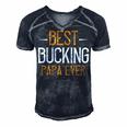 Best Bucking Papa Ever Papa T-Shirt Fathers Day Gift Men's Short Sleeve V-neck 3D Print Retro Tshirt Navy Blue